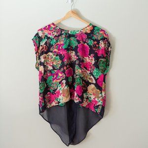 Bright floral silk top